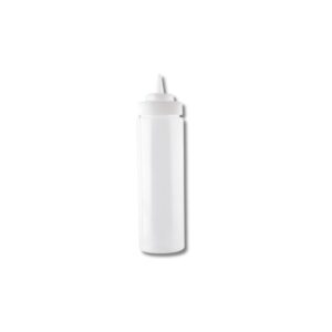 Clear 24 oz wide mouth squeeze bottle.