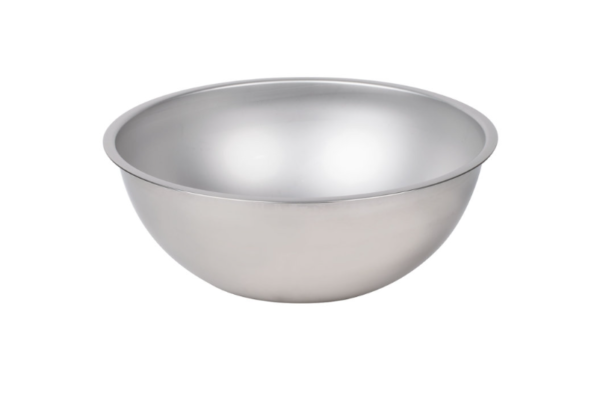 Stainless steel mixing bowl.