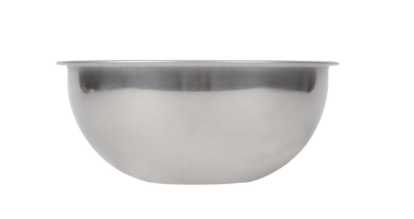 Stainless steel mixing bowl.