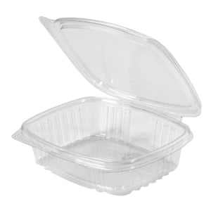 Open clear hinge container.