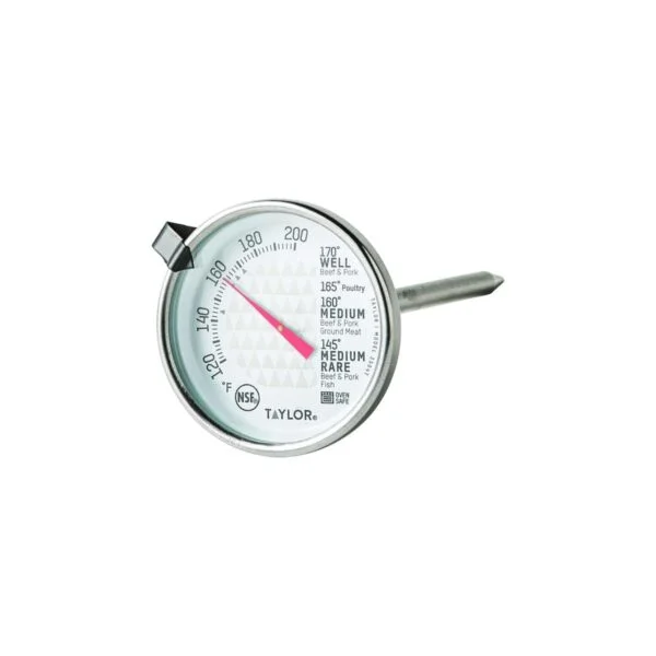 Taylor Precision Products  3504FS  Meat Thermometer, 2'' dial, 4-1/2'' stainless steel stem, 120 to 210F temperature range, oven safe,