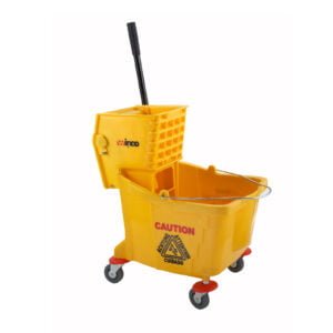 Yellow mop bucket