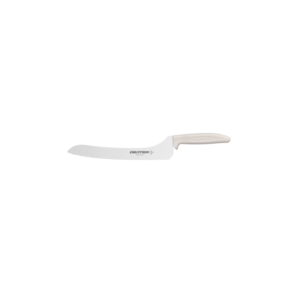 9" offset scalloped sandwich knife with white handle