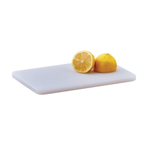 Commercial-grade white cutting board.