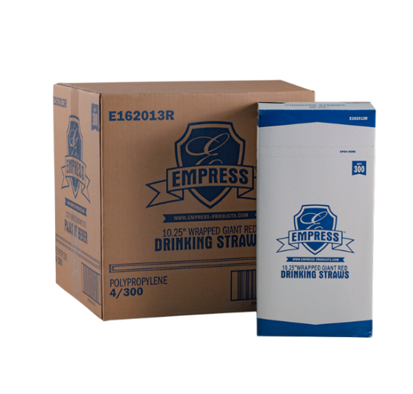 Box and case of straws.