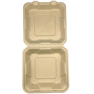 Empress Products EHL-81-PF Take out Container, Molded Fiber (NO PFAS) 8x8x2.5, 1 compartment
