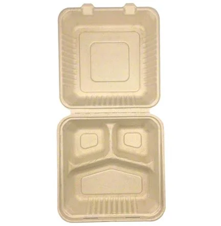 Empress Products EHL-93-PF Take out Container, Molded Fiber (NO PFAS) 9x9, 3 compartment