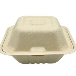 Empress Products EMPREHL66PF Take out Container, Molded Fiber (NO PFAS) 6x6x3, 1 compartment