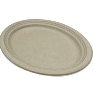 Empress Products EPL-16-2-PF Heavy Weight Oval Platter, Molded Fiber (NO PFAS) 12.5x10, Natural Bagasse