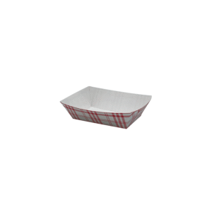 Red and white 1/4 pound plaid food tray.