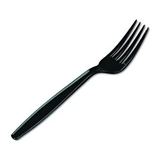 PRIME SOURCE 75002926 Fork, Plastic, Black, Heavy Weight, Individually Wrapped