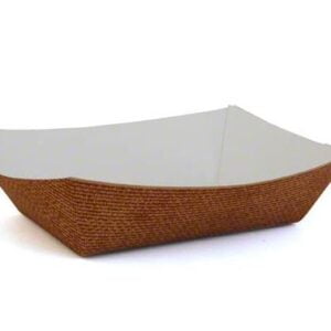 Brown food tray with white interior.