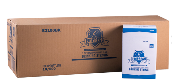 Box and case of straws.