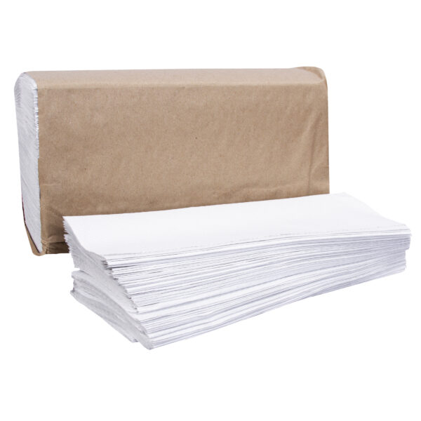 Multifold white paper towels.