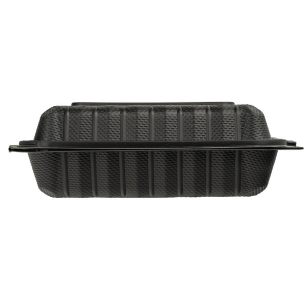 Closed black 9x9 takeout container.