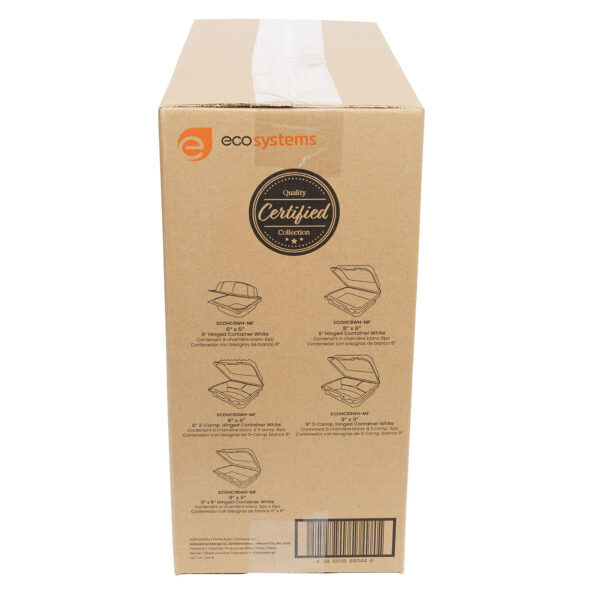 Case of white 9x9 takeout containers.