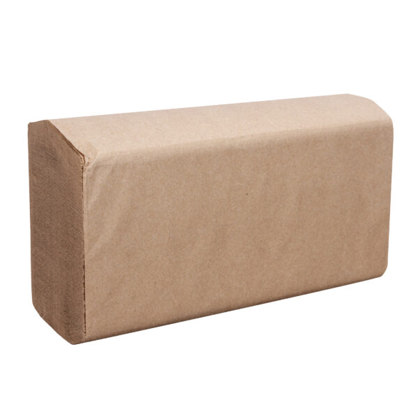 Pack of kraft multifold paper towels.