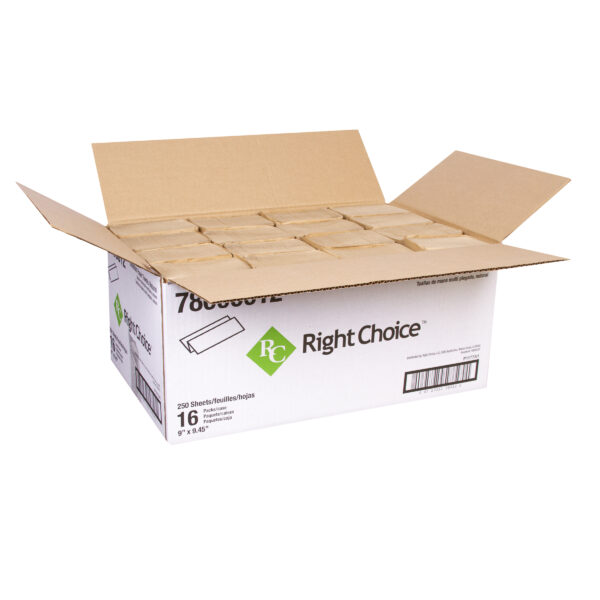 Case of multifold kraft paper towels.