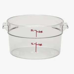 clear 2 quart round food storage container