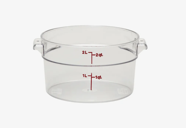 clear 2 quart round food storage container