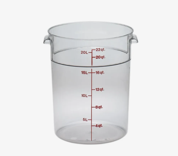 22 quart round clear food storage container