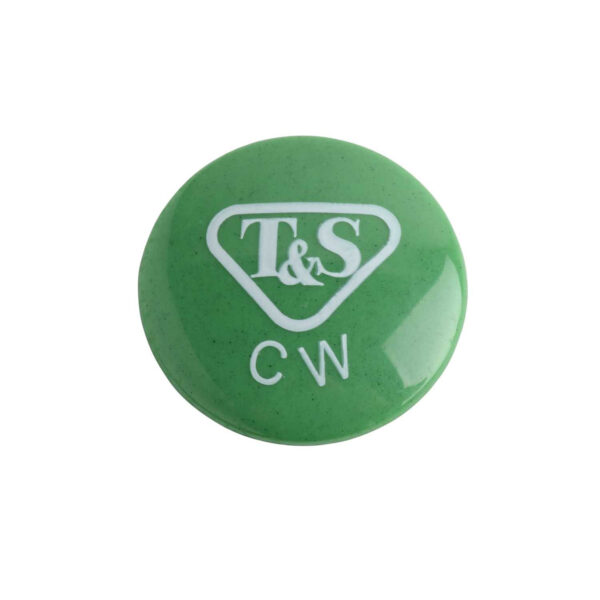 T&S  001191-45NS  Snap-In Index Button, Green CW, T&S Logo