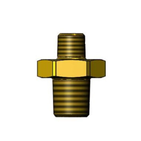 T&S  017832-20  Reducing Hex Nipple, 1/4'' Npt-M X 1/8'' Npt-M Unplated Brass