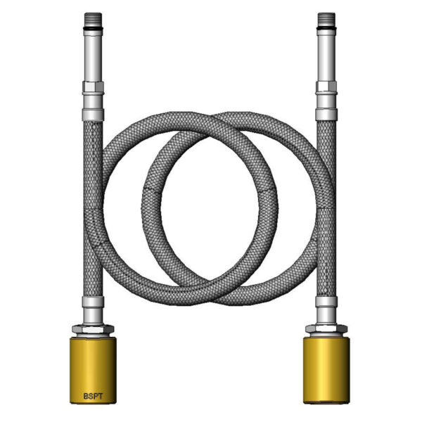 T&S  019217-40  2 18'' SS Supply Hoses w/ 1/2'' BSPT Adapters