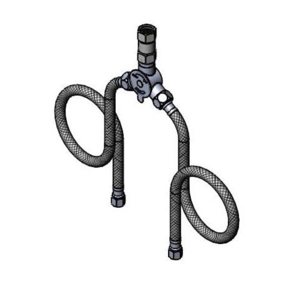 T&S  019806-40  temp ctrl mix Vlv, 18'' Flex SS Hoses w/ 3/8'' Comp. in