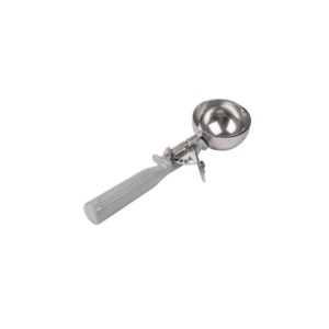4-ounce stainless steel disher with grey handle.