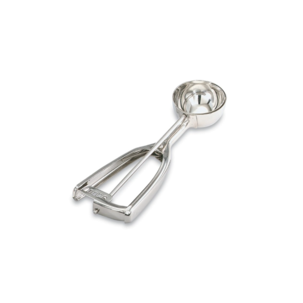 Stainless steel squeeze disher.
