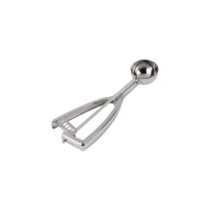 Stainless steel squeeze disher.