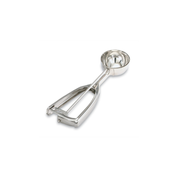 Stainless steel squeeze disher.