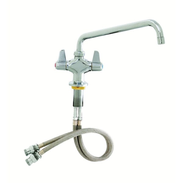 T&S  5F-2SLF06  1-Hole Deck mt Fct, 6'' Swing, 18'' flex in, Swivel Couplings