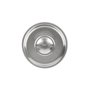 Round stainless steel with a sleek satin finish cover.