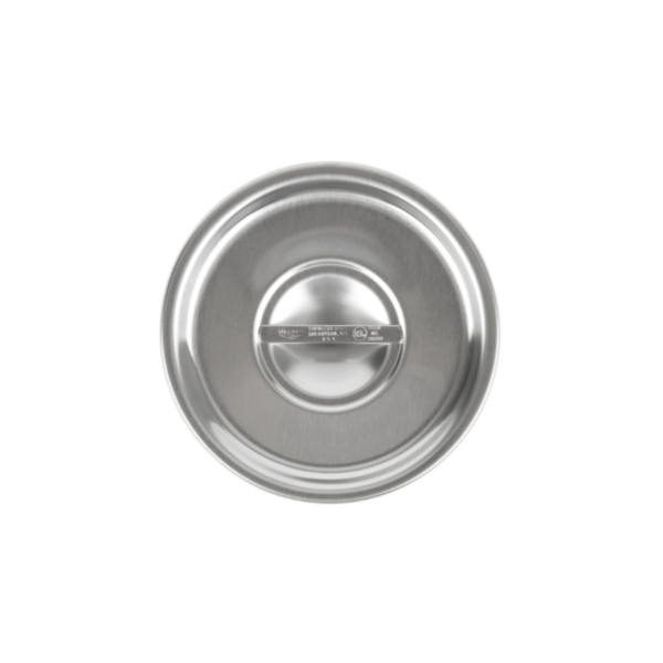 Round stainless steel with a sleek satin finish cover.