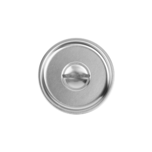 Round stainless steel with a sleek satin finish cover.