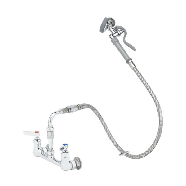 T&S  B-0167-HH  8'' Wall mt Fct, vac. Brkr, 44'' S'Steel Hose