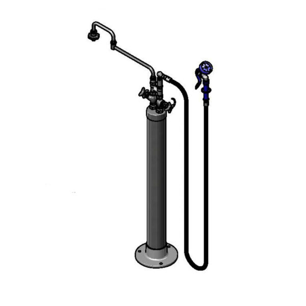 T&S  B-0182  Kettle Kaddy, 18'' Dbl Joint, Spray Vlv, Hot/Cold ctrls