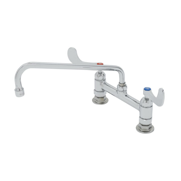 T&S  B-0221-CR4-L22  8'' Dbl Pantry Fct, Deck mt, Ceramas, 12'' Swing Nozzle