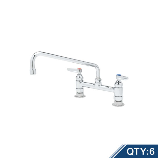 T&S  B-0221-M  Dbl Pantry Fct, Deck mt, 8'' Cntrs, 12'' Swing Nozzle 062X