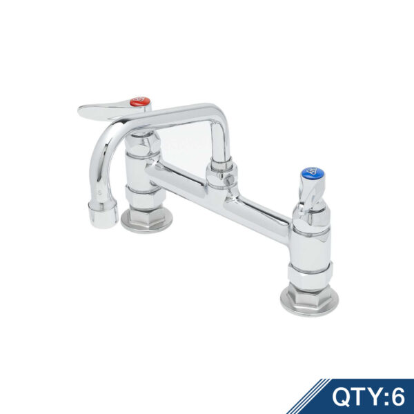 T&S  B-0222-M  Dbl Pantry Fct, Deck mt, 8'' Cntrs, 6'' Swing 059X