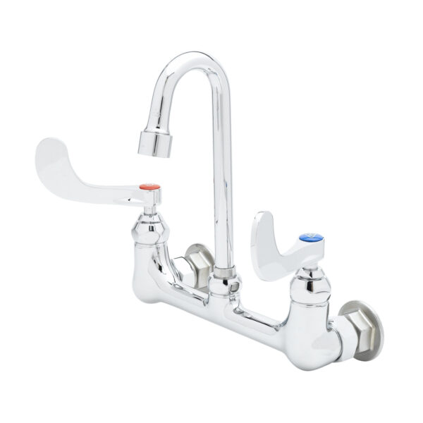 T&S  B-0230-132XA-EL  8'' C/C Wall mt Fct, 4'' Wrist, Swivel Goosneck