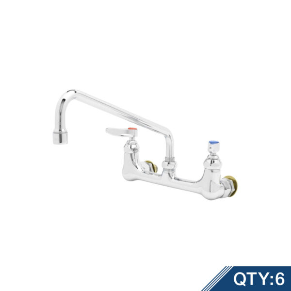 T&S  B-0231-CCM  Dbl Pantry Fct, Wall mt, 8'' Cntrs, 12'' Swing Nozzle