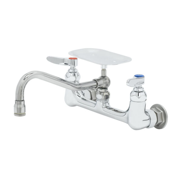 T&S  B-0233-02  Dbl Pantry Fct, Wall mt, 8'' Cntrs, 8'' Swing w/ Soap Dish