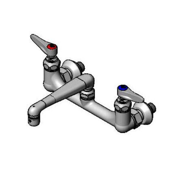 T&S  B-0234-EE  Dbl Pantry Fct, Wall mt, 8'' Cntrs, 6'' Cast Spout, Ee in