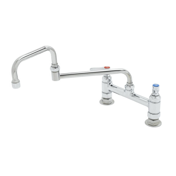T&S  B-0246  Dbl Pantry Fct, Deck mt, 8'' Cntrs, 15'' Dbl-Joint Swing