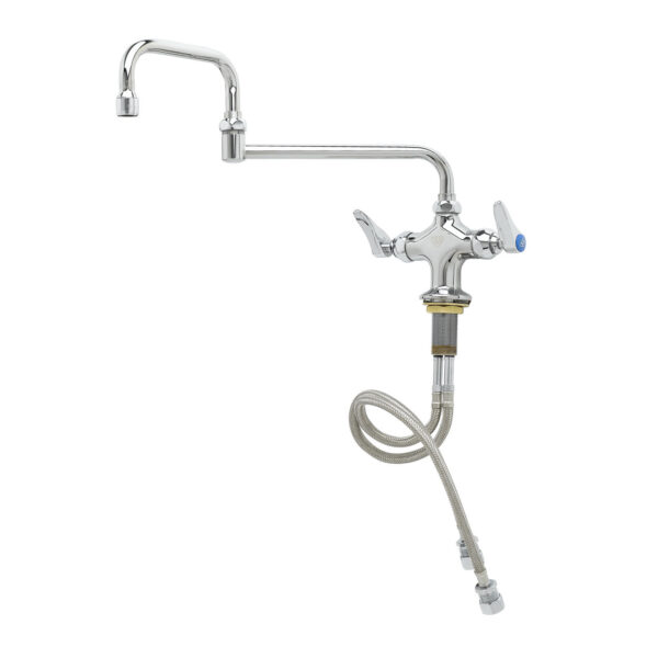 T&S  B-0251  Dbl Pantry Fct, 1-Hole Base, 4'' Sprdr, 15'' Dbl-Joint Swing
