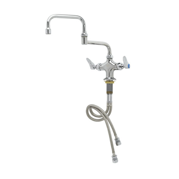 T&S  B-0252  Dbl Pantry Fct, 1-Hole Base, 4'' Sprdr, 12'' Dbl Joint Swing