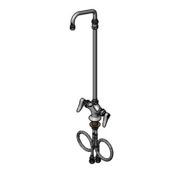 T&S  B-0272  Dbl Pantry Fct, 1-Hole Base, 4'' Spreader, 6'' Elev. Swing